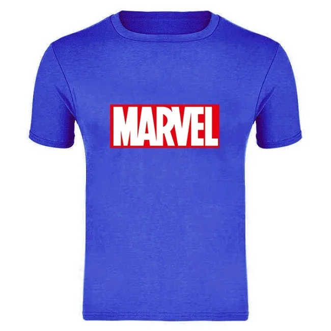 Новые модные футболки для пары с короткими рукавами Marvel, Мужская футболка с принтом супергероя, футболка с круглым вырезом, комикс, футболка с надпись Marvel, топы, Мужская одежда, футболки - Цвет: blue