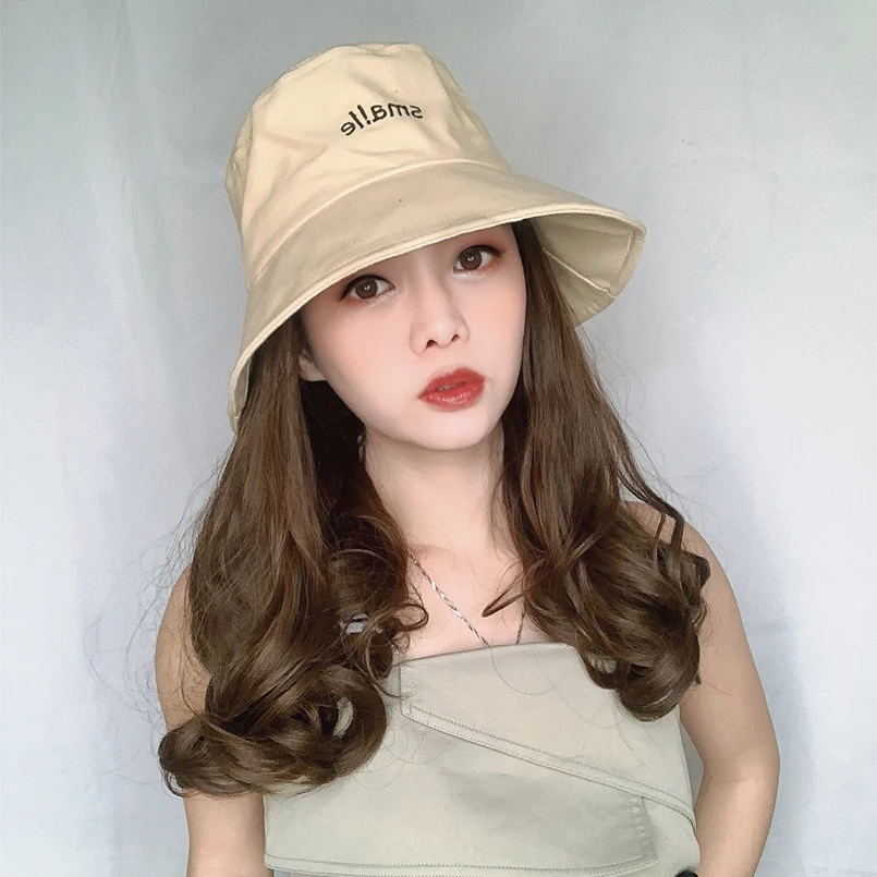 Женский парик со съемной шляпой модная шапка сиамский коричневый с волнистым