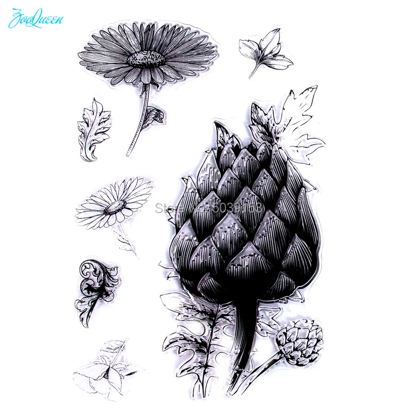 Сосновые шишки ромашки лист прозрачные штампы для DIY скрапбукинга/изготовление