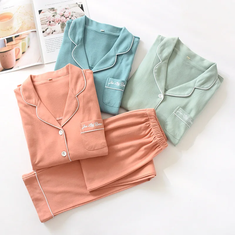 

Fdfklak Couple Pajamas Sets Sleepwear Pyjama Knitted Cotton Nighties Underwear Set Sleeping Clothes For Spring Autumn Pijama