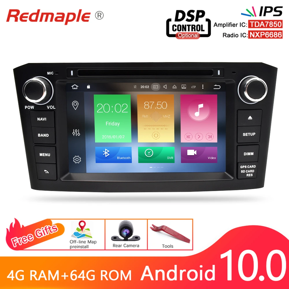 Автомобильный DVD плеер 4 Гб ОЗУ Android 10 0 навигация мультимедийный для Toyota Avensis T25 2003