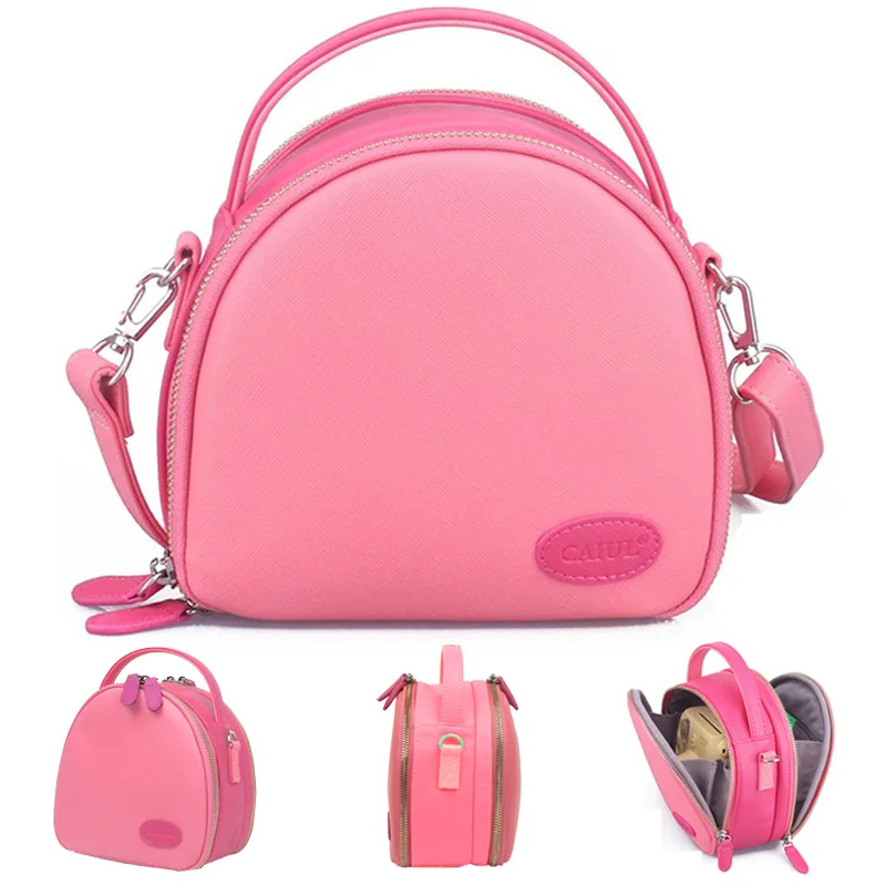 Pink PU Leather Storage Carrying Bag Case Pouch with Shoulder Strap For Polaroid Fujifilm Instax Mini 8 9 7S 70 Instant Film Camera - Цвет: Pink