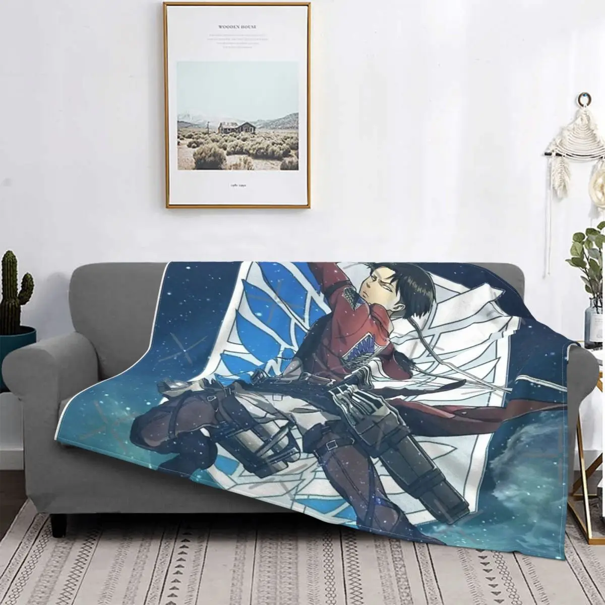 

Levi SNK Blanket Bedspread Plaid Scarf Juvenile Room Duvets