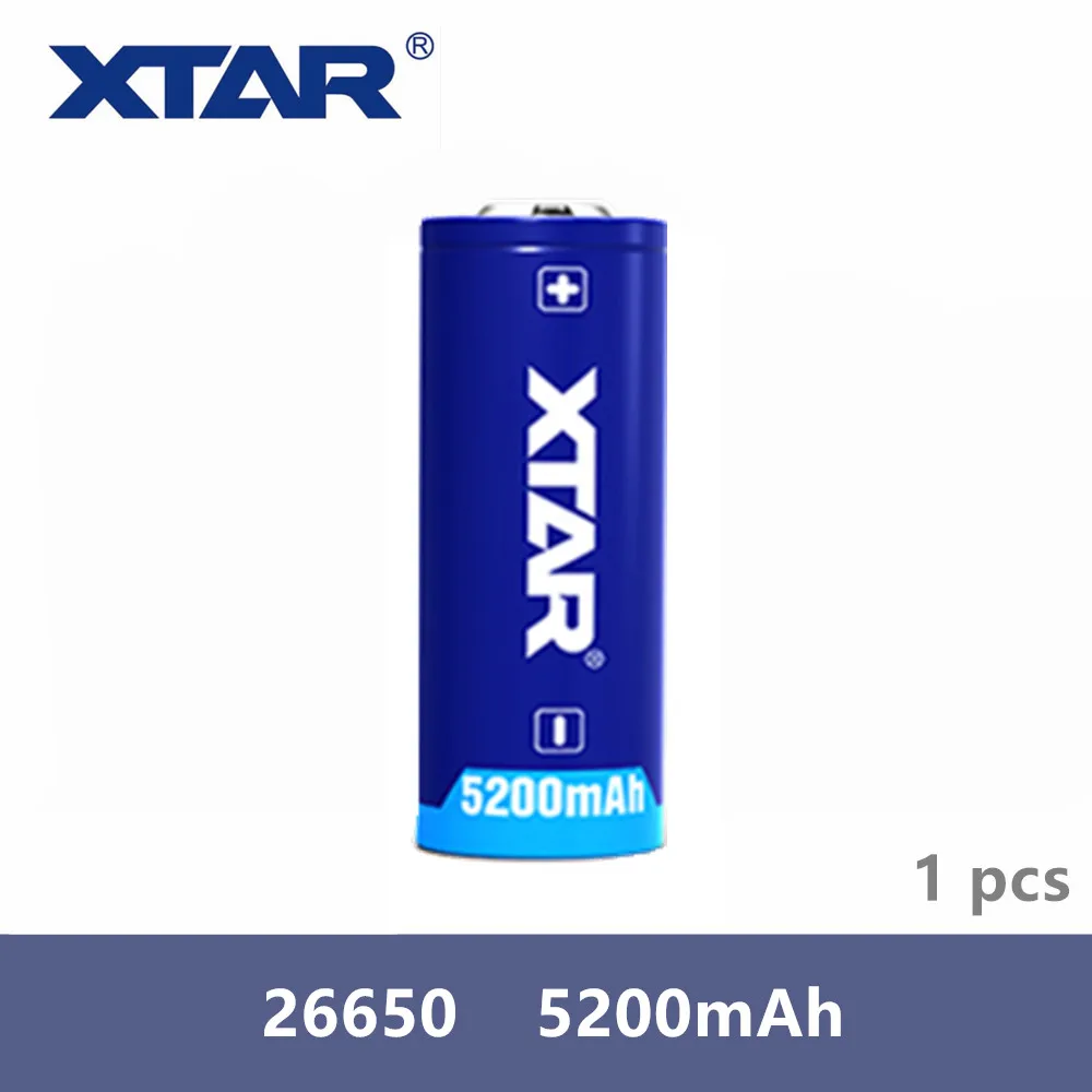 Аккумуляторная батарея Xtar 26650 5200 мАч 3 7 В защищенная для фонарей совместима с