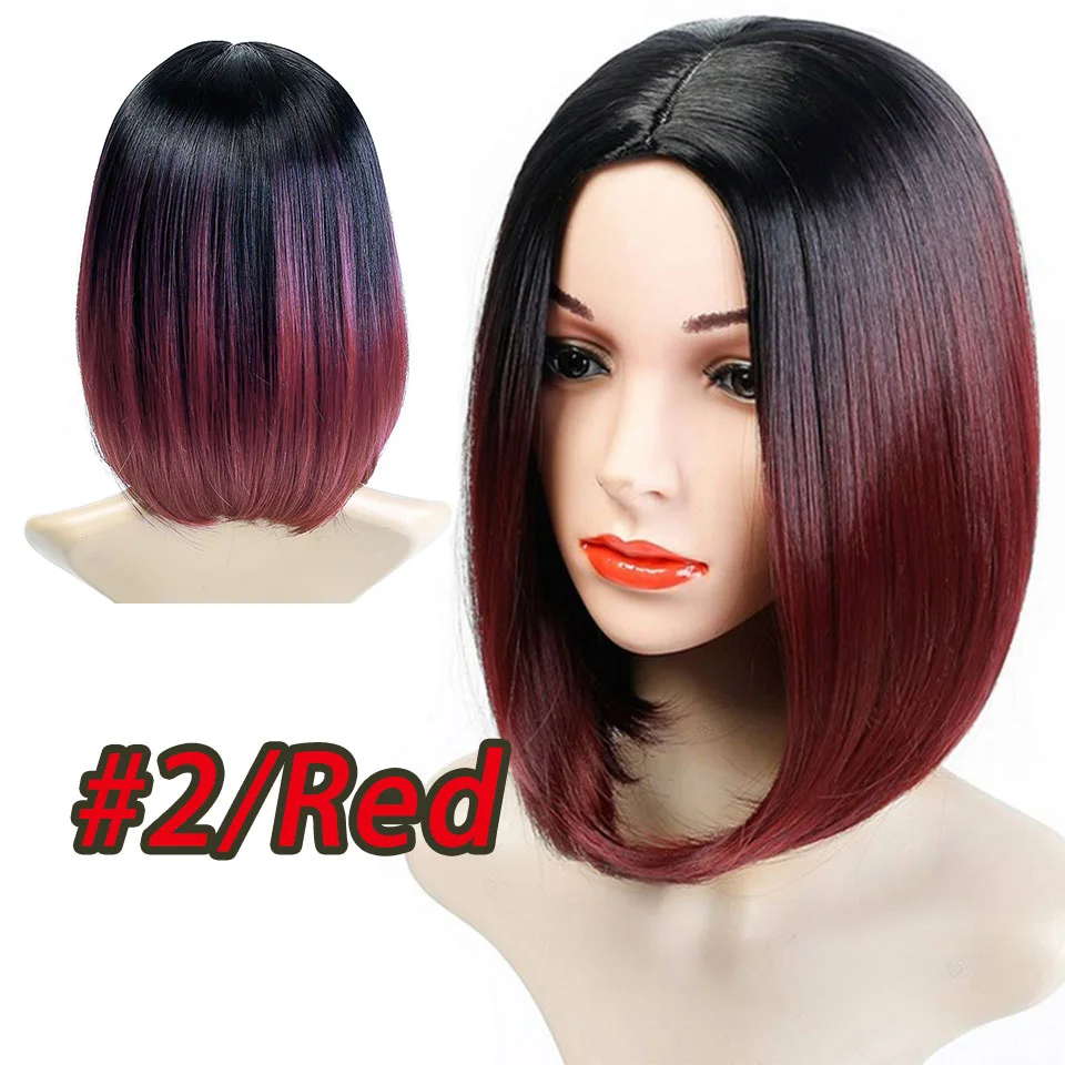 AIYEE 14 ''короткий парик Боб, короткие волнистые синтетические волосы 8 цветов парик для женщин термостойкие волокна накладные волосы на каждый день - Цвет: 2-red