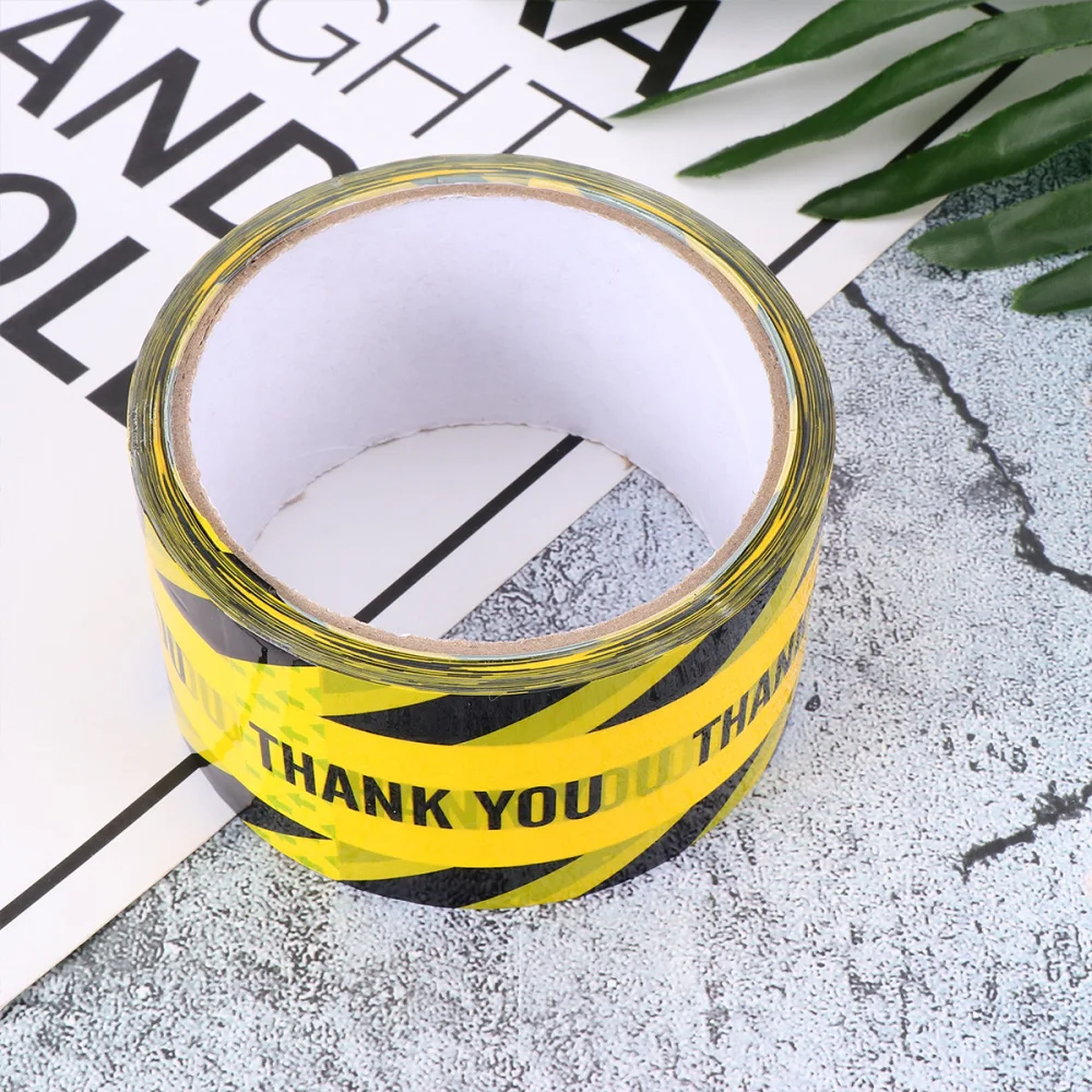 

1 Roll Thank You Safety Tape Safe Self Adhesive Sticker Warning Tape Masking Tape Safety Stripes Tape for Walls Floors Pipes (Ye