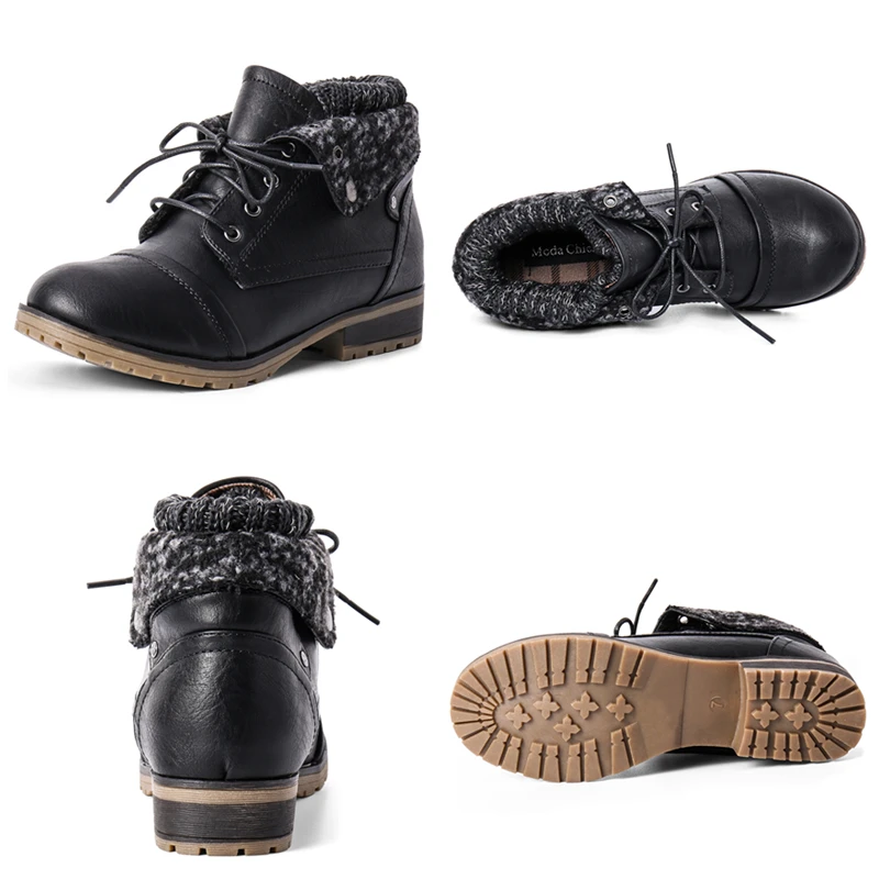 Женские ботильоны из натуральной кожи TKN теплые зимние ботинки на платформе со