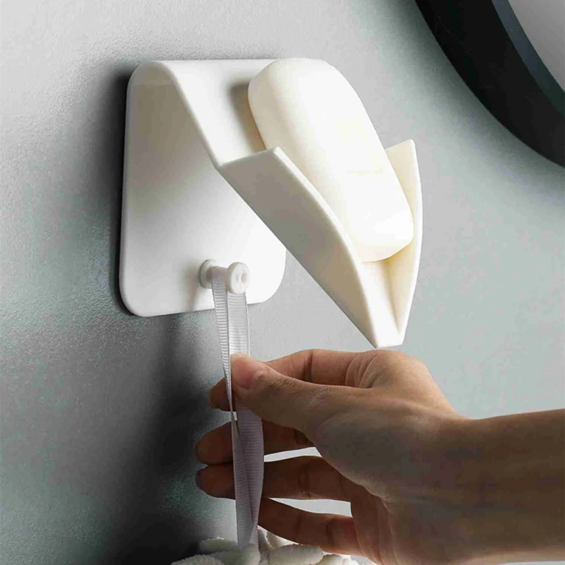 

Bathroom Soap Box Holder Non Drilling Wall Mounted Drain Rack Soap Storage Tray Home Bathroom Accessories Gadgets 2PCS/Pack