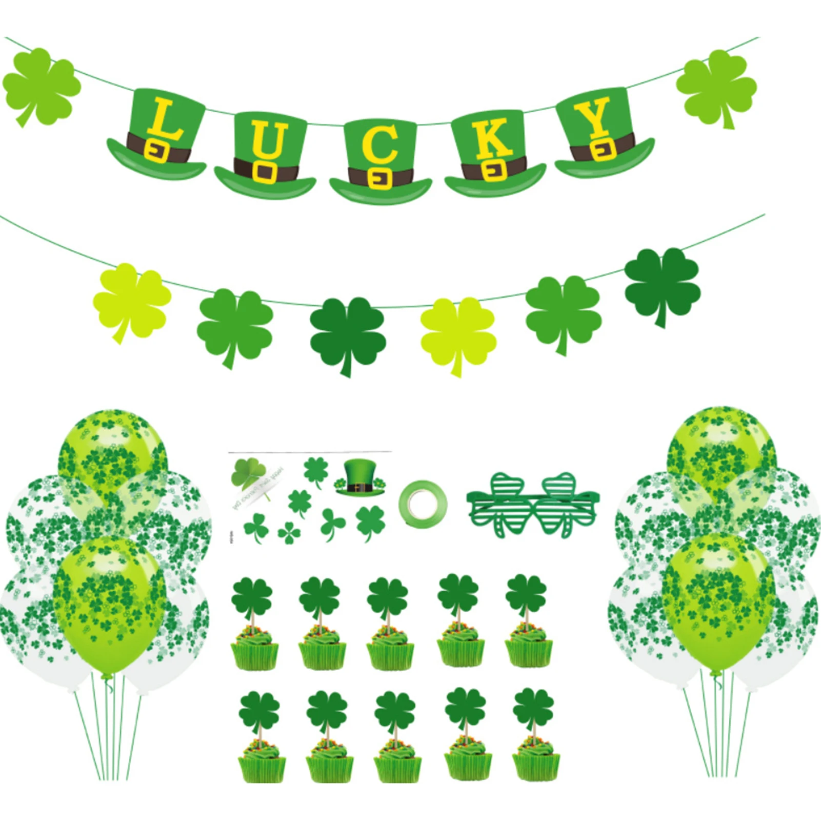 

St Patricks Day Party Balloon Decoration Supplies Irish Oktoberfest Theme Party Set Four-leaf Clover Flag Balloon DH