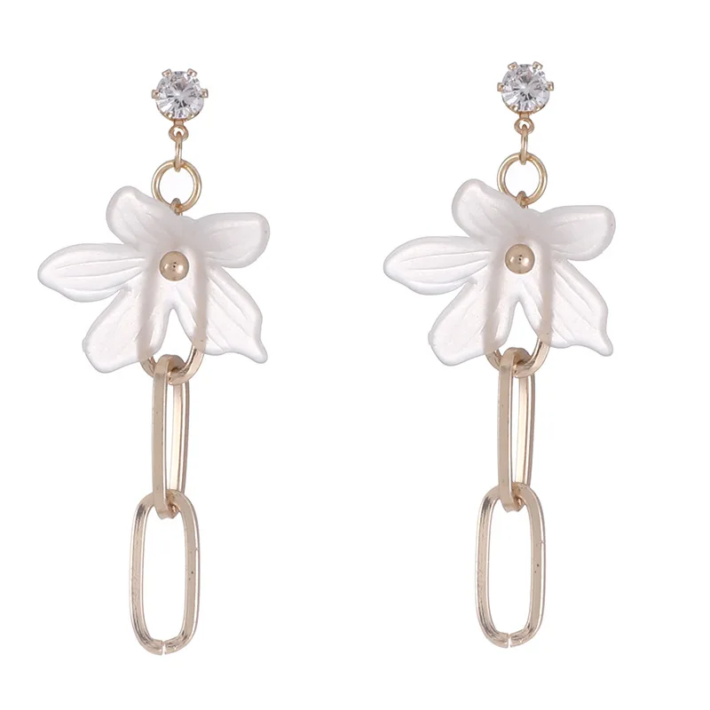 

Sweet Long Thick Chain Drop Statement Earrings Acrylic Flower Petal Dangle Earring For Women Fashion Female Jewelry Pendiente