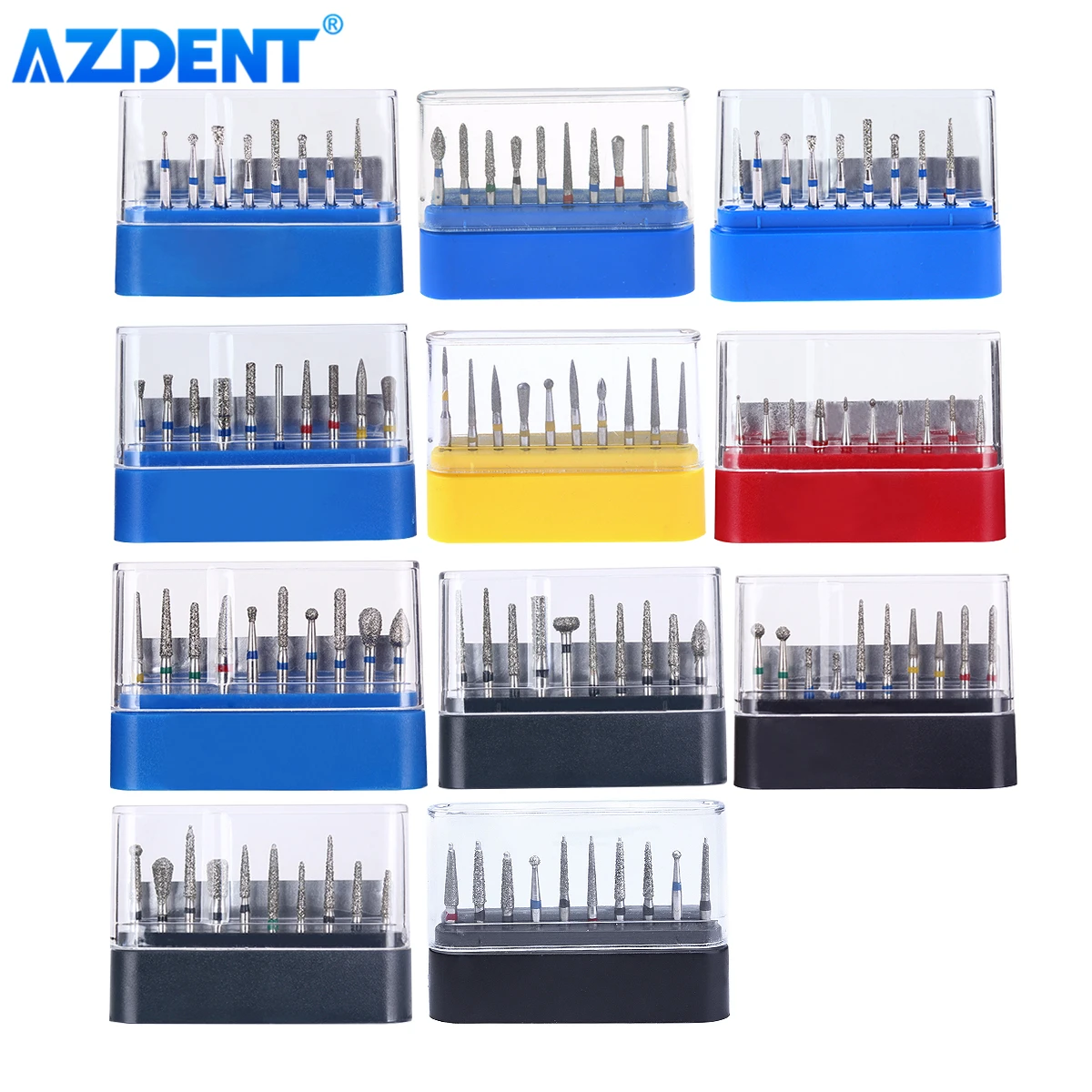 11 типов AZDENT Dental набор алмазных боров для наконечника Керамика/композитная
