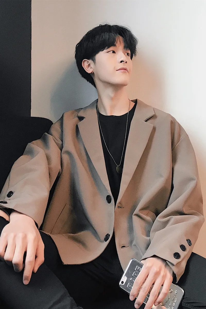 

Men's Wear Tide Koean Casual Suit Coat For Male 2021 Spring New Loose Simple Long Sleeve Big Size Blazers For Male