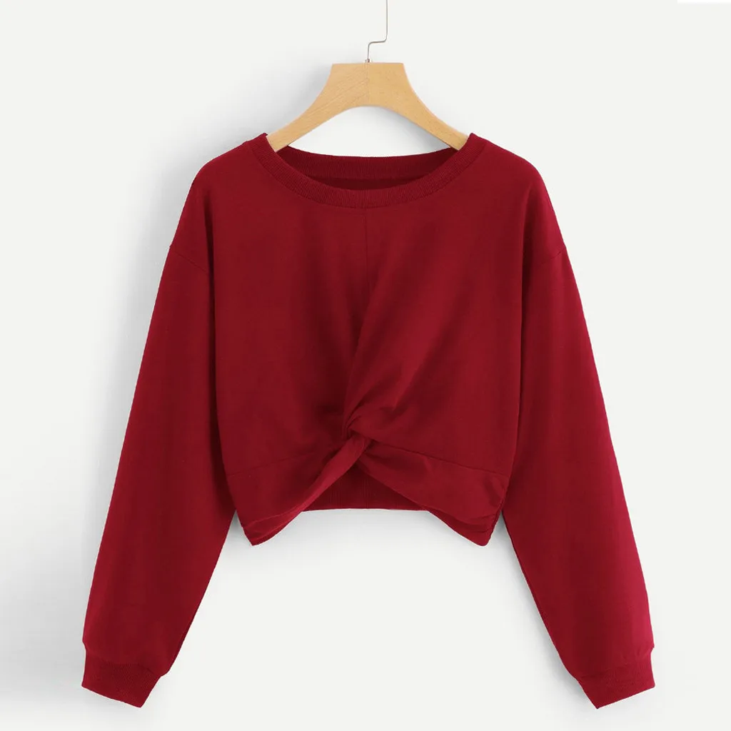 Женская толстовка с капюшоном модный однотонный свитер круглым вырезом и