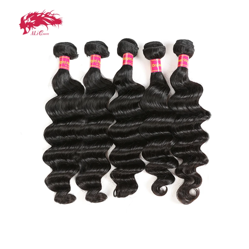 Ali queen hair продукты человеческие волосы, волнистые бразильские волосы, 10 шт./лот, свободные, глубокий натуральный цвет, девственные волосы, волнистые пряди