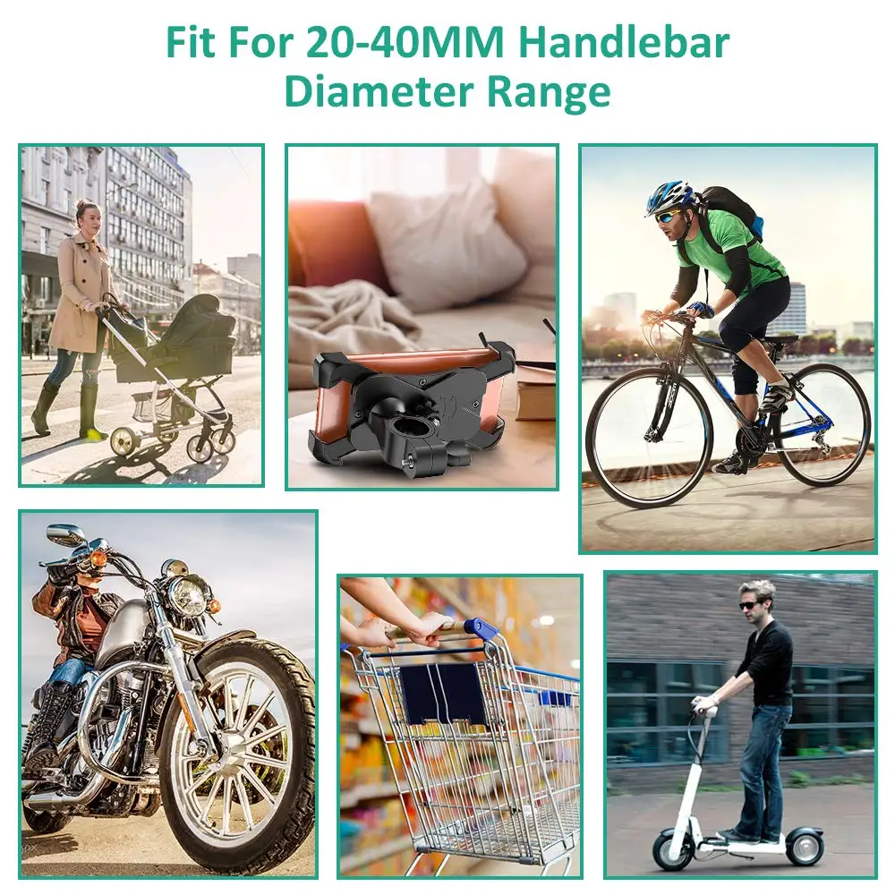 Bicycle Phone Holder Motorcycle Handlebar Cell Phone Mount Strolle Bike Phone Holder Stand for Samsung S10 S9 S8 iPhone X Xiaomi
