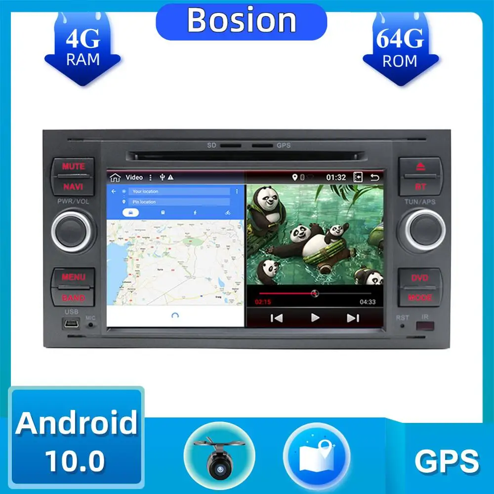 2 din android 10 автомобильный dvd радиоприемник для Ford Fiest/Fusion/Transit/Connect/C MAX/Kuga с Wi Fi bluetooth