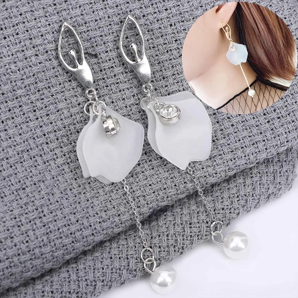 Длинные серьги подвески в виде цветка с кристаллами|Серьги-подвески| |