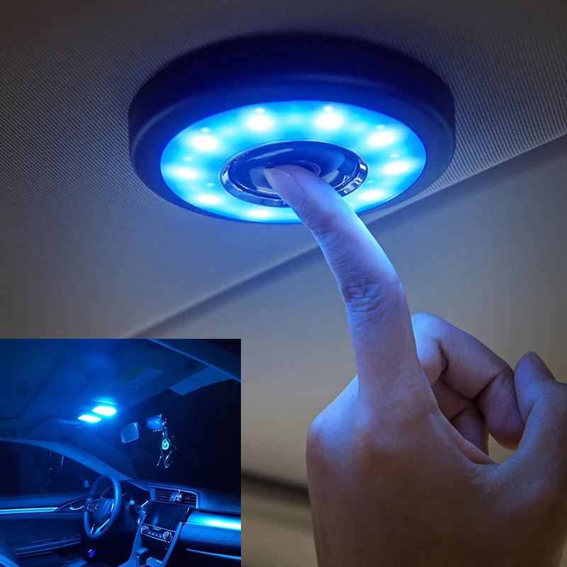 

1x Wireless USB Led Reading Lamp Abs Dome Roof Ceiling Reading Trunk Ambient Light Bulb White Car Interior Atmosphere Light