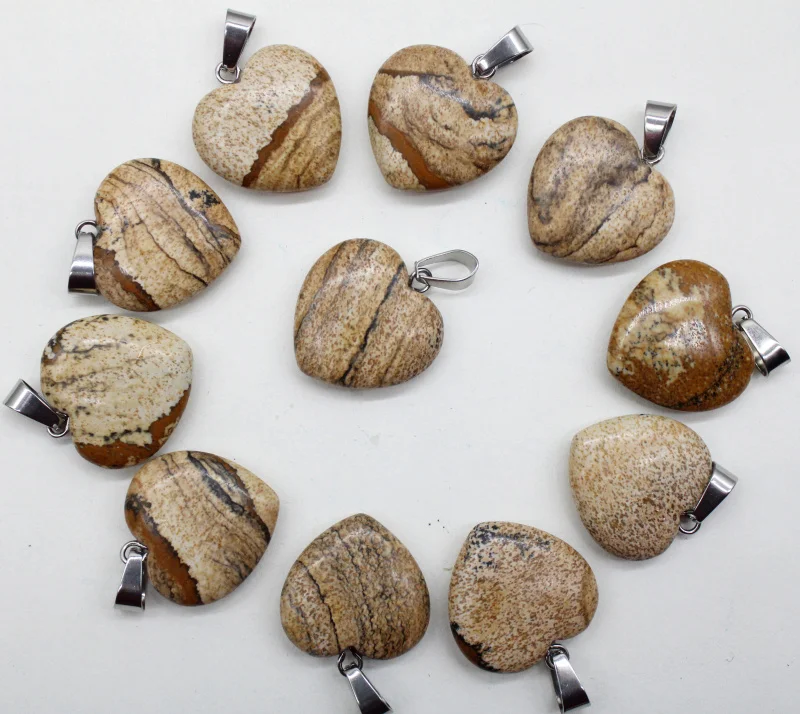 

Natural stone Quartz Crystal Turquoises Opal tiger eye 20mm Heart-shaped pendant for diy Jewelry making pendants charms