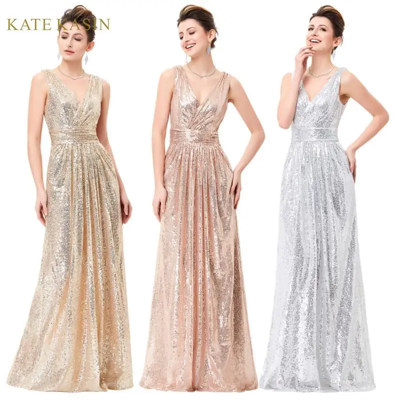 Kate Kasin женское платье без рукавов с v образным вырезом блестящее вечернее