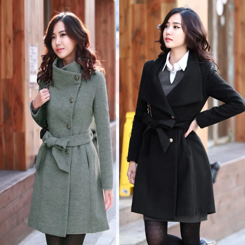 

Woman Coats Winter Wool Long Coat 2019 Vintage Fashion Korean Camel Ladies Coats Plus Size 2020 fashion