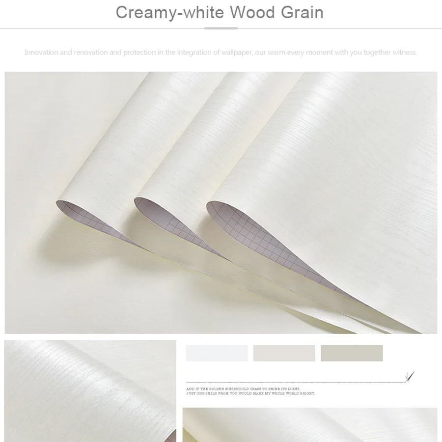 Creamy-white wood Водонепроницаемые, влажность-стойкие обои самоклеющиеся белые декоративные пленки Шкаф Дверь стол старая мебель ремонт наклейки на стену - Цвет: Creamy-white wood