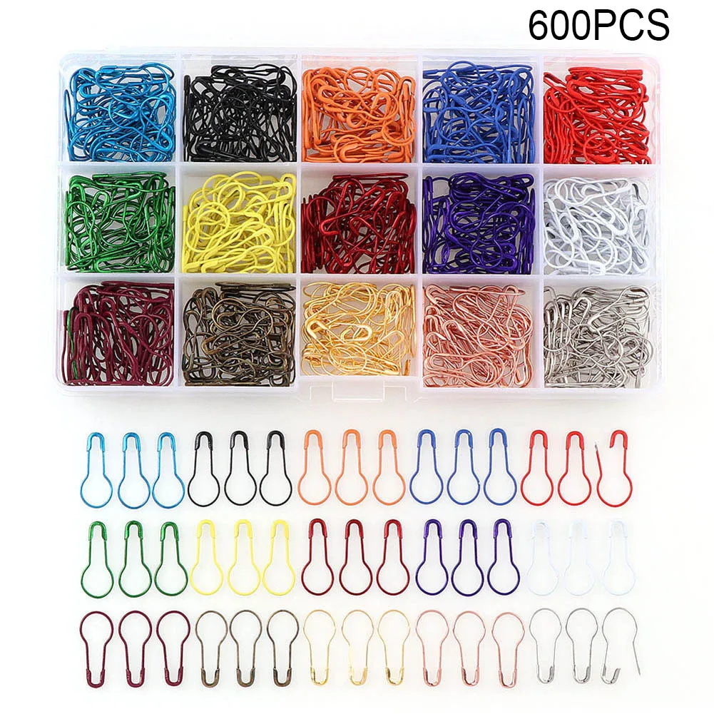 600pcs Лампочки, булавки, бутылочная тыква, безопасные булавки, набор с чехлом, чехол для изготовления одежды и DIY проектов PI669 - Цвет: 600pcs