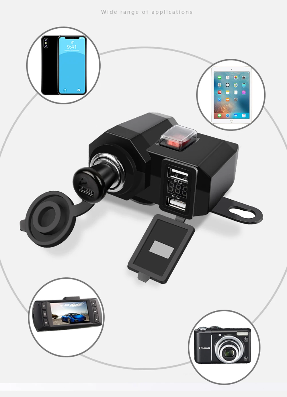 OHANEE moto rcycle USB зарядное устройство для телефона 12 В/24 В разъем прикуривателя Dual USB moto зарядное устройство светодиодный вольтметр Водонепроницаемый автомобильный стиль