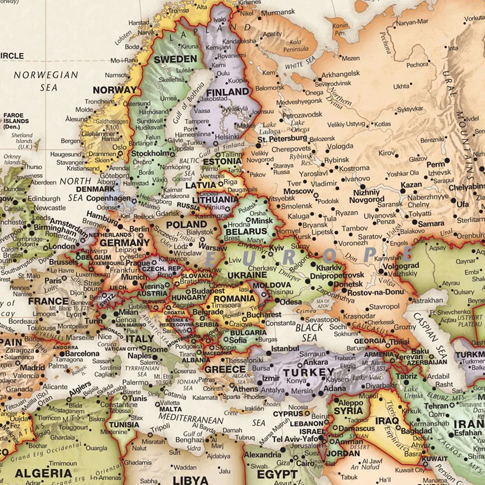 Картина на холсте политическая карта мира 5 размеров|Рисование и каллиграфия| |