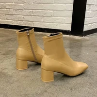 2022 new autumn winter korean women boots ankle mid tube thick heeled boots woman fashion high heeled shoes ladies modern boots