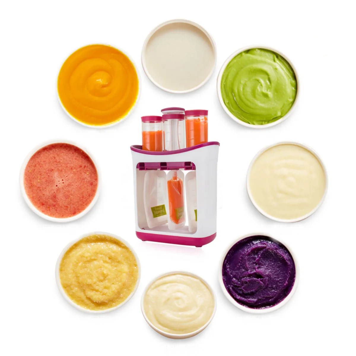 

Home Baby Food Squeezer Station Fruit Juice Station with Pouches Feeding Kit Multifunction Baby Food Maker Food Storage