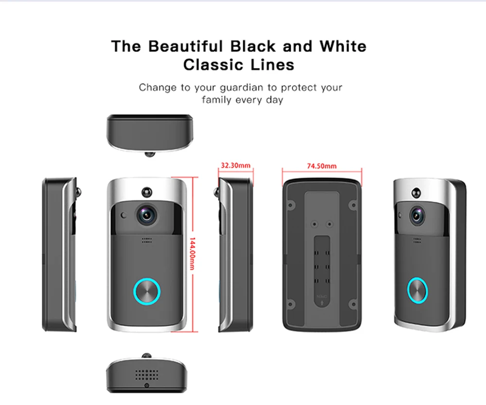 Умный беспроводной дверной звонок Wifi для домашней безопасности видео зритель с