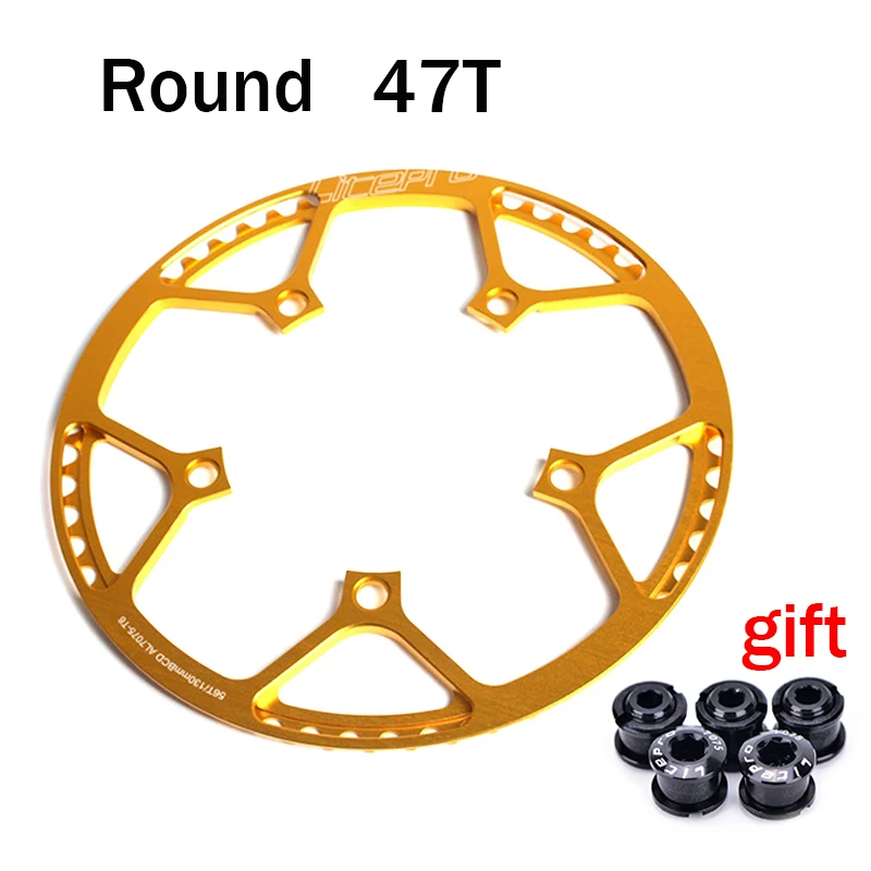 Gold 47T Litepro 42 T/45 T/47 T/53 T/56 T/58 T Одиночная скорость 130BCD складные велосипедные шатуны BMX из сплава цепные колеса AL7075 - Цвет: Gold 47T