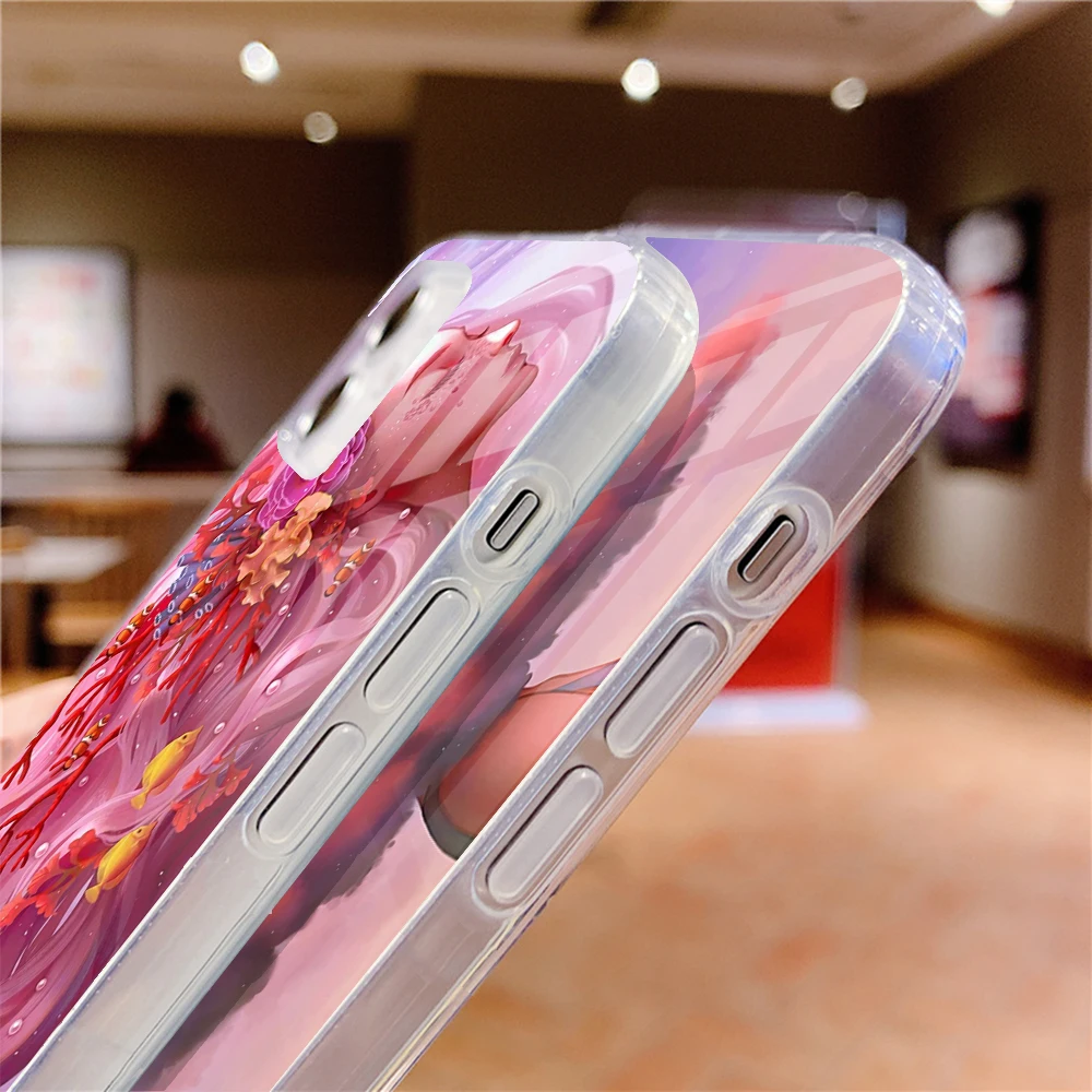 Мягкий силиконовый чехол для iPhone13 с изображением девушки из аниме розового