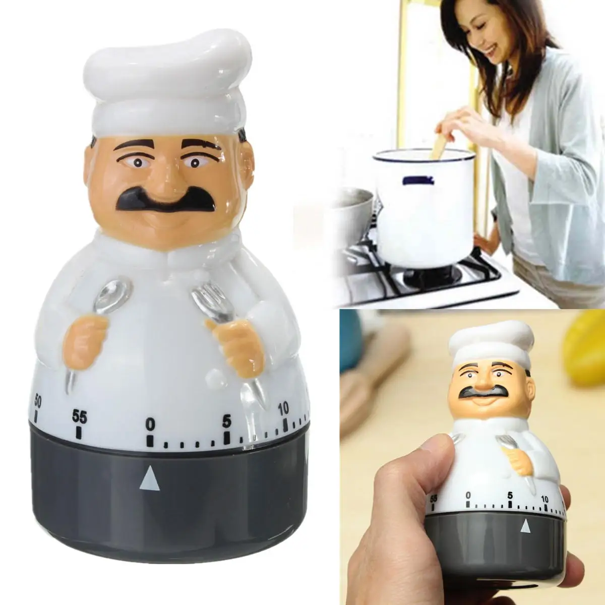 

Kitchen Timer Analogue Alarm Clock Gadget Bell 60 Minute For Chef Cooking Food