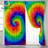 BlessLiving Tie Dye Curtain for Living Room Rainbow Bedroom Curtain Watercolor Window Treatment Drapes 3D Ink Textured Rideaux 1