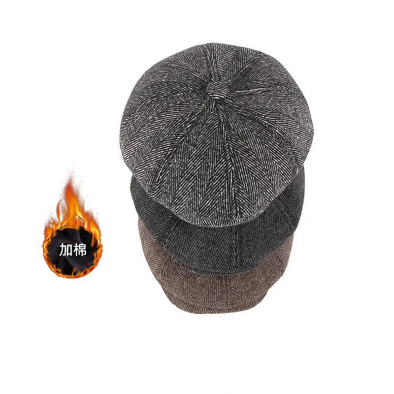 Зимняя кепка Фибоначчи для мужчин среднего возраста береты Ретро полушерстяная