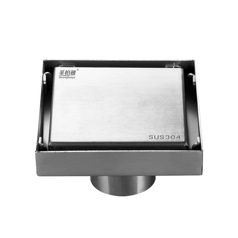 

304 Stainless Steel Invisible Floor Drain Black Square Toilet Shower Room Hidden Drainage Deodorant Floor Drain