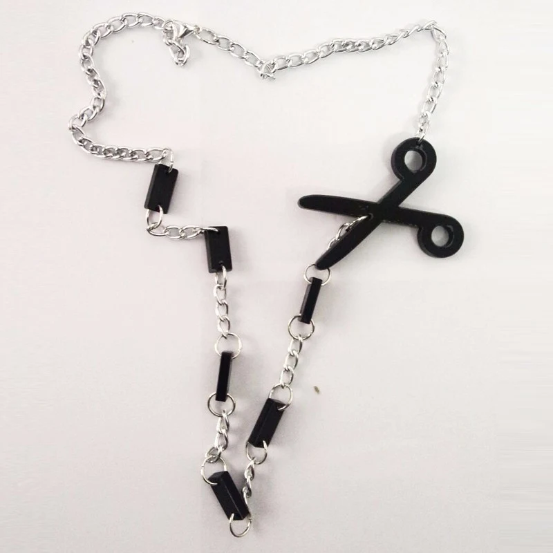

New European and American Fashion Black Scissor Women's Necklace Trendy personality hip-hop nightclub necklace gifts wholesale