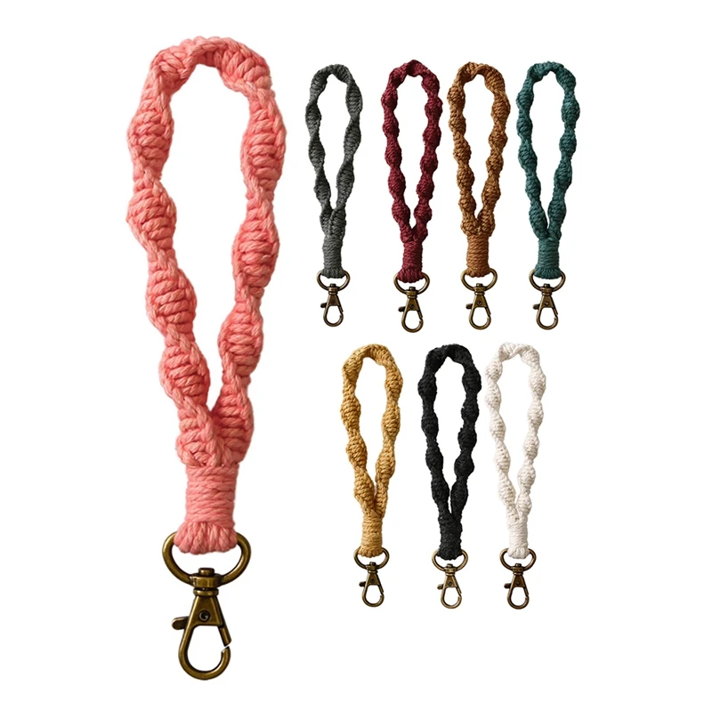 

Macrame Keychain Handcrafted Boho Accessories Wristlet Keychain for Purse Keys