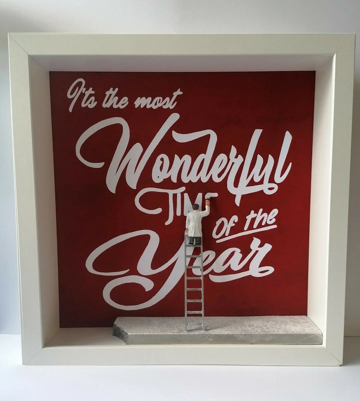 

Vintage Christmas Decoration Sign Resin Painter Figurine 25cm Chunky Box Frame