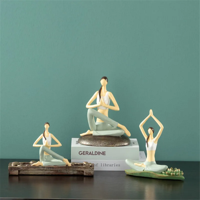 

Bao Guang Ta Nordic Yoga Girl Figures Resin Statue Light Luxury Home Decor Art Living Room Desk Decoration Sculpture A2578