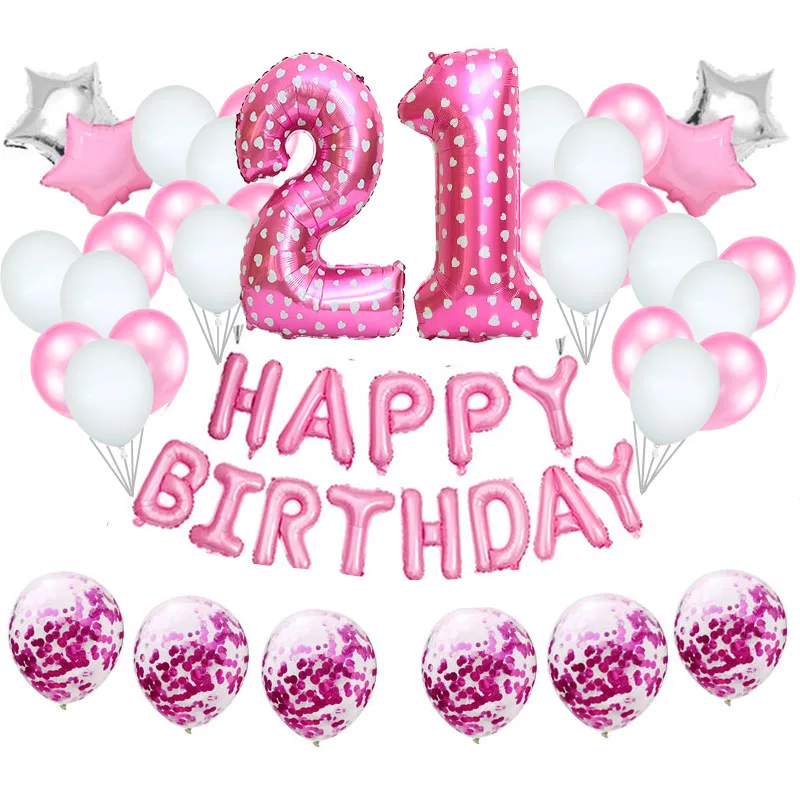 

37pcs Black Gold Number 21 Foil Latex Balloon 21st Happy Birthday Party Decorations Adult Kids 21th Anniversary Ballons Supplies
