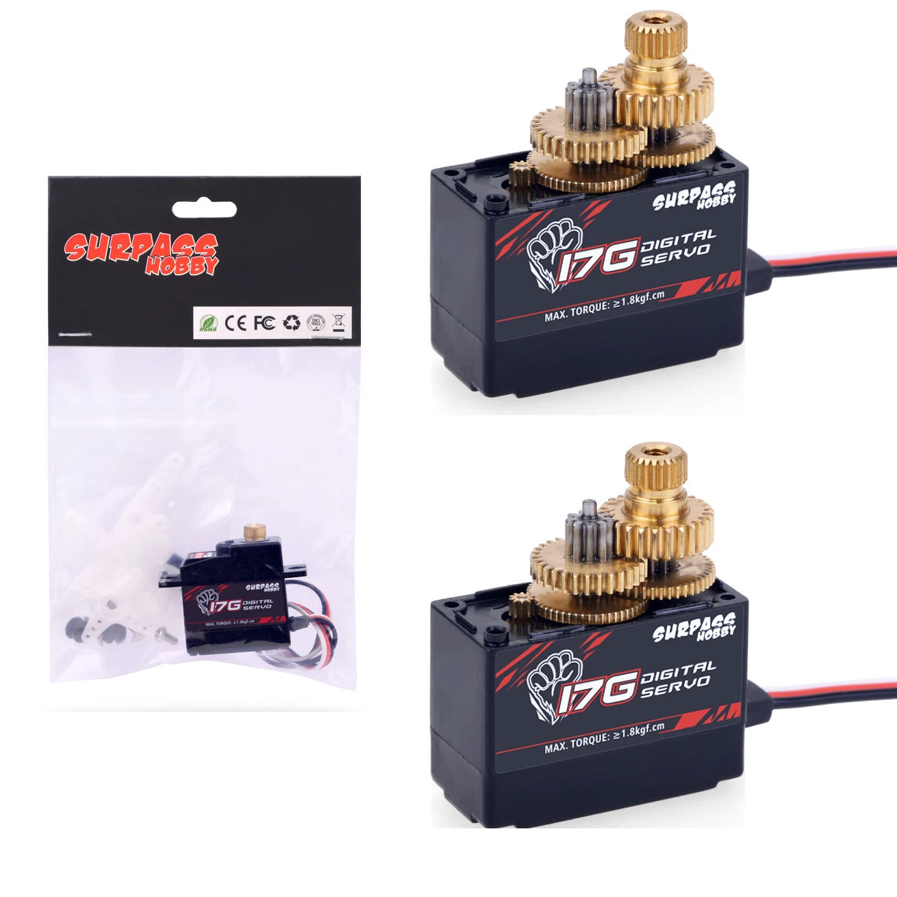 SURPASS Hobby 2 шт. 17 г микро мини сервоприводы S0017M металлическая Шестерня сервопривод для RC 1/18 1/16 Вертолет Самолет грузовик автомобиль корабль лодка робот