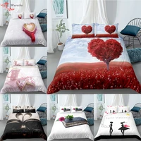 valentines day 3d bedding sets lover duvet cover 2 people couple bed twin queen king size heart shaped bed cover 3pcs bedclothe