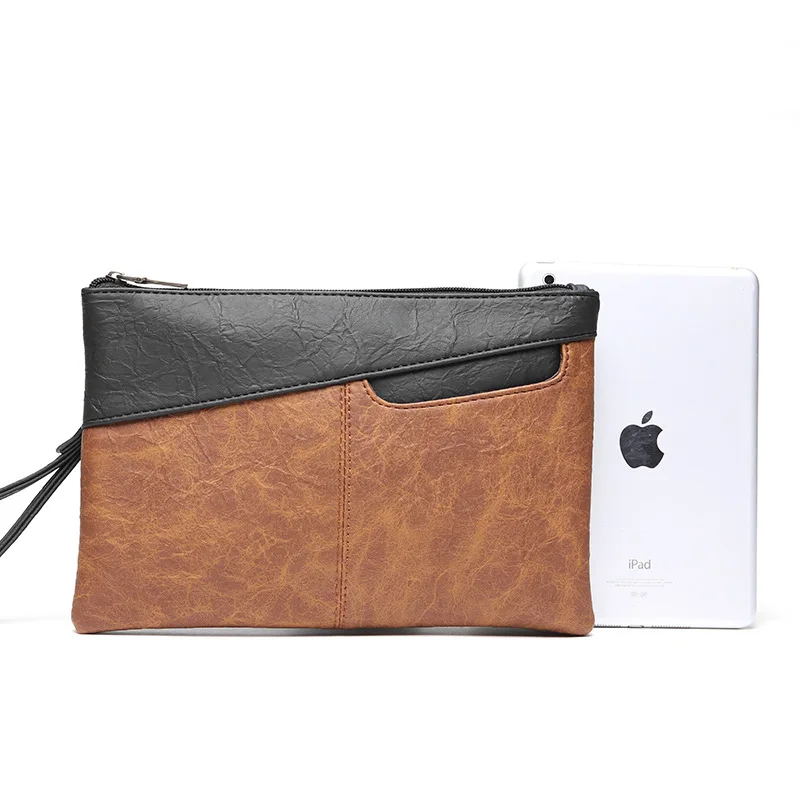 

New Style Retro Handbag Fashion Man-Style Contrast Color Handbag Hide Substance Flip Clutch New Style IPAD Package