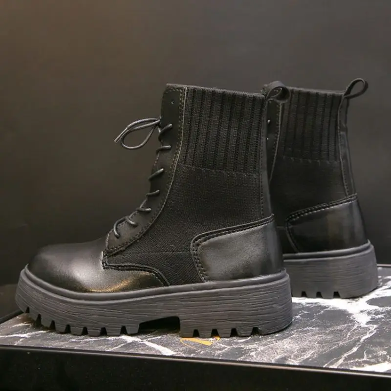 Tuyoki/женские ботинки толстые ботильоны в байкерском стиле модная женская обувь