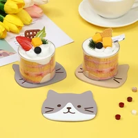 silicone cartoon cat shaped tea coaster coffee cup drinks hot drink mat heat resistant cup coasters anti slip mug mats