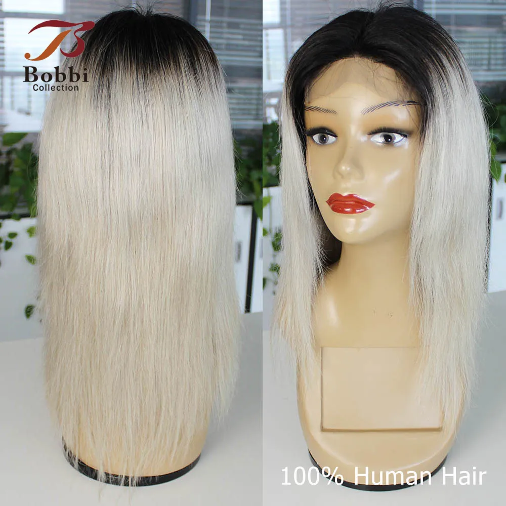 BOBBICOLLECTION 4x4 парик из натуральных волос на шнурках цвет Омбре серый блонд