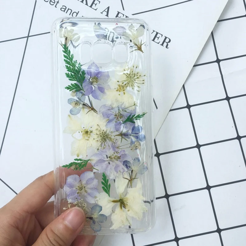 Tfshining живыми цветами чехол для телефона для samsung Galaxy S8 S9 плюс S10 Plus Note 9 8 ручной высушенный цветочный прессованные прозрачный чехол из ТПУ - Цвет: T07
